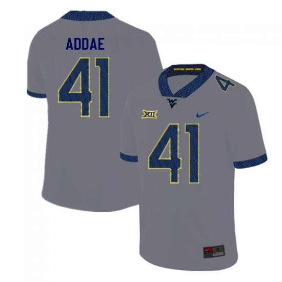 Men's West Virginia Mountaineers NCAA #41 Alonzo Addae Gray Authentic Nike 2019 Stitched College Football Jersey WH15P87QT